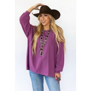 🆕 Andree By Unit Magenta Tunic Oversized Large Waffle Hi-Lo Hem